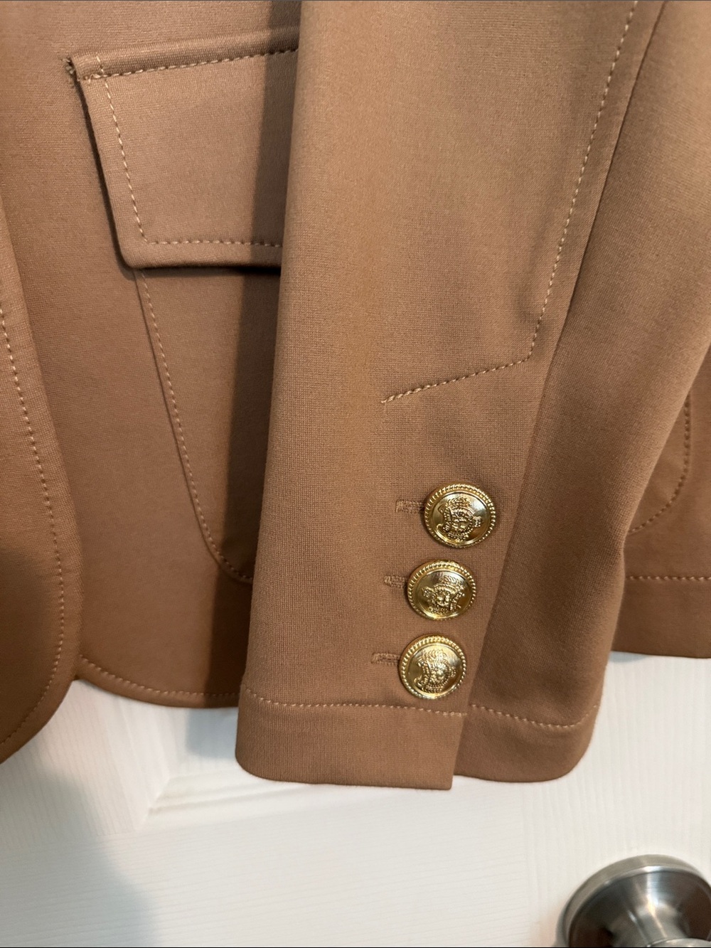 Joie Camel Brown Blazer Jersey with Gold Buttons XL - Picture 5 of 9